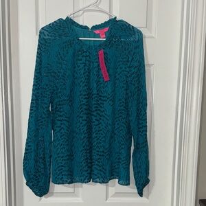 Lilly Pulitzer Teal and Black Blouse